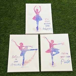 Set of 3 - Ballet Canvas Wall Hangings - Motivational